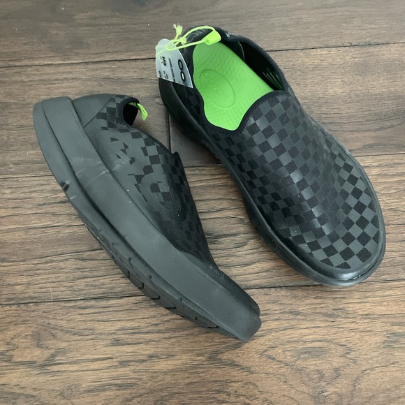 OOFOS Men's OOmg eeZee Low Shoe - Black Checkered, Size 9 EU 42 - Picture 6 of 10